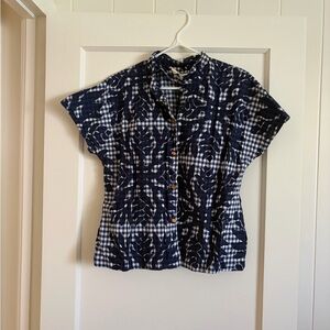 Manuhealii gingham top navy awapuhi